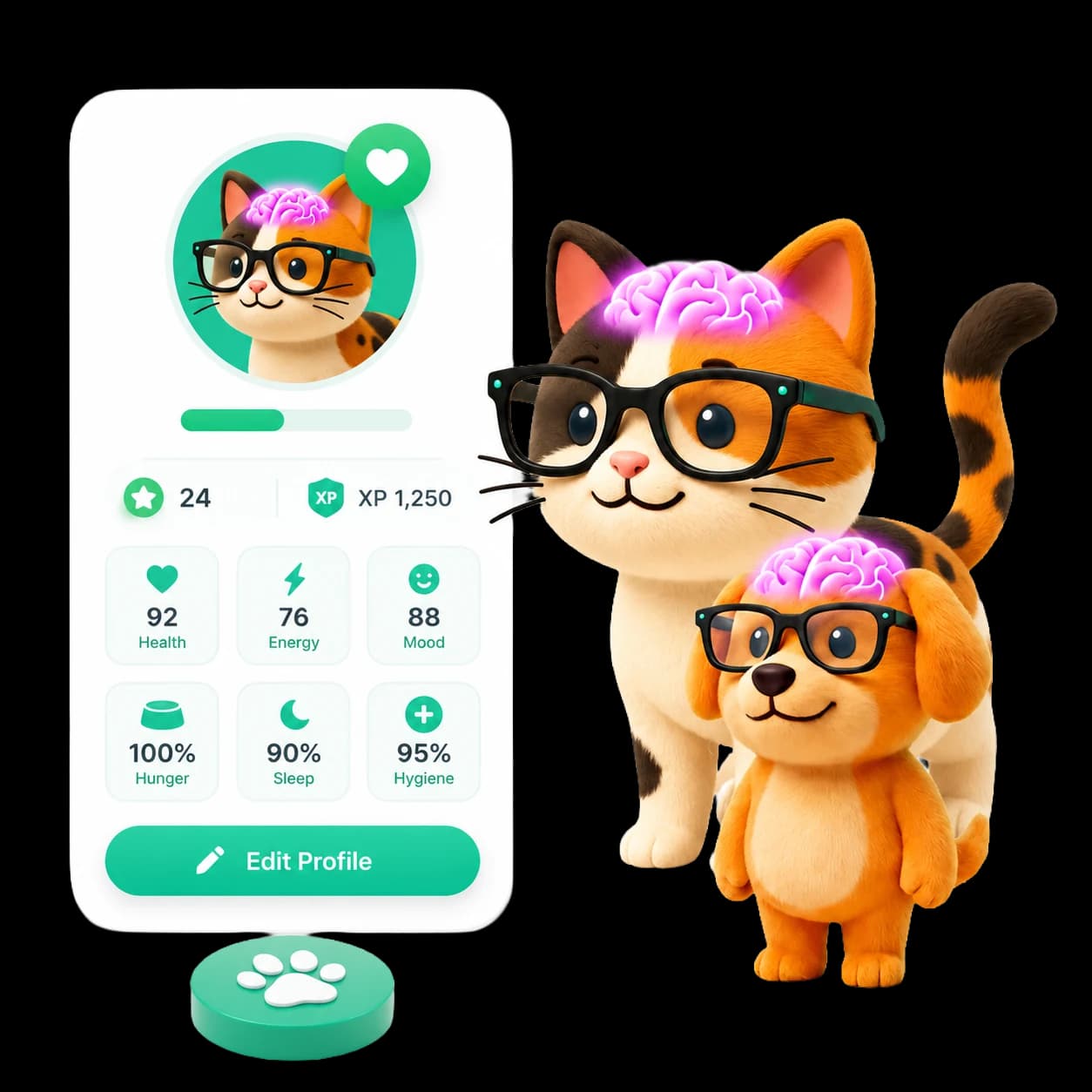 IQPets Pet Passport profile and care insights illustration